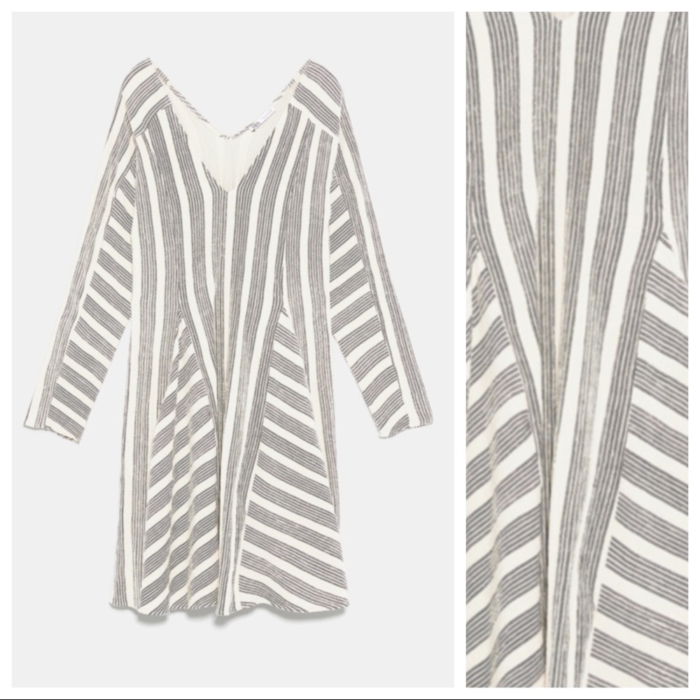 🌹NWT. Zara Two-toned Striped Mini Dress. Size M. - Picture 5 of 8
